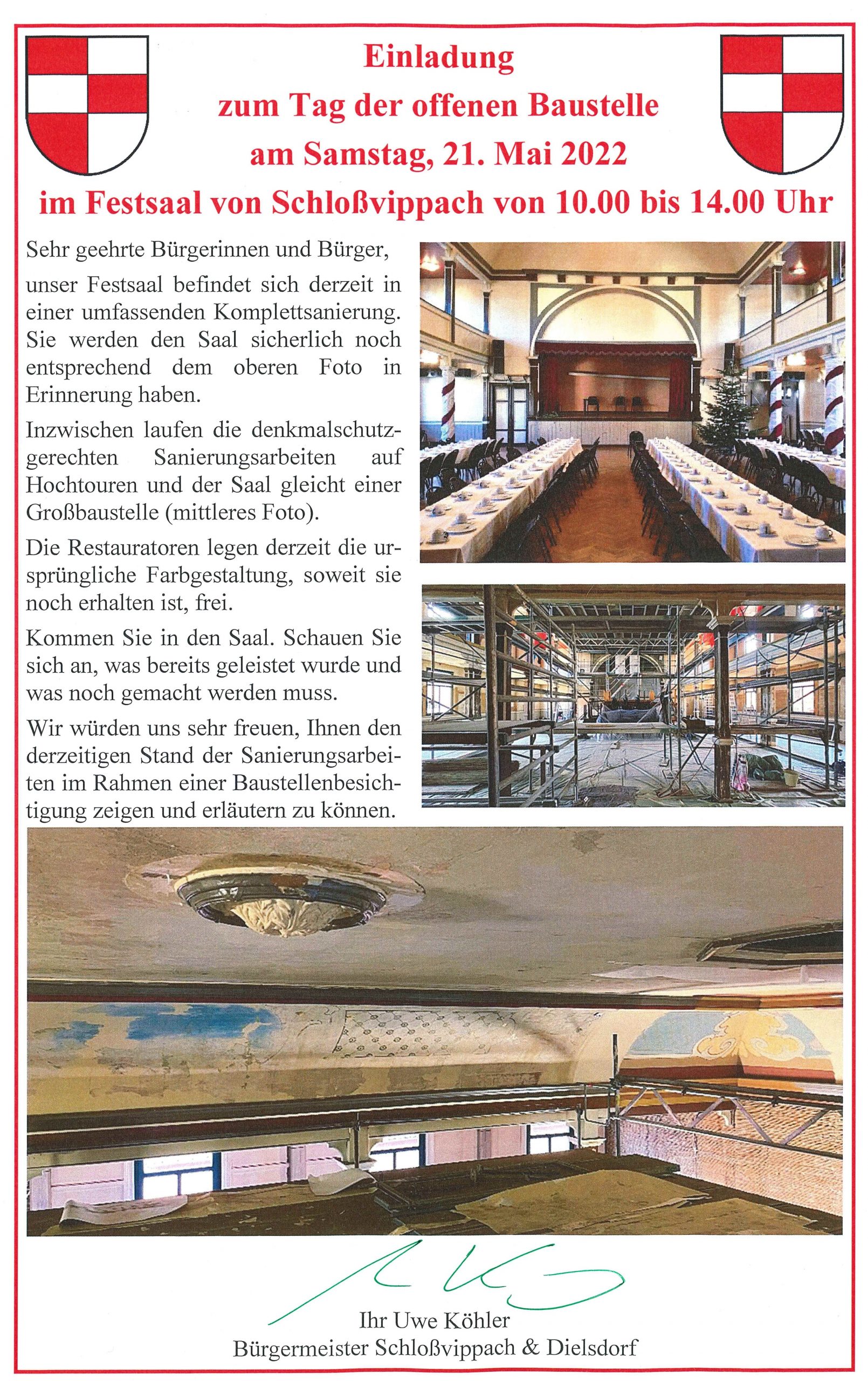Tag der offenen Baustelle Festsaal Schlossvippach Gemeinde